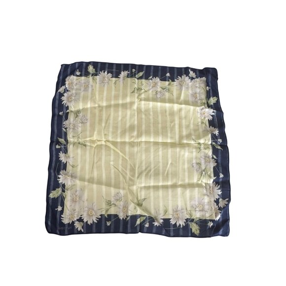 RENOMA Paris Floral Daisy Print 16" by 16" Cotton Scarf - Picture 1 of 5
